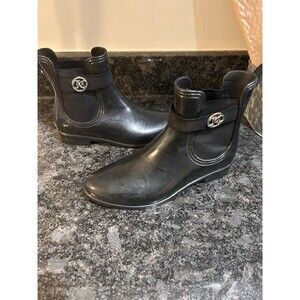 Juicy Couture Black Rain Boots Rubber Women's Ankle Black Size 7 Goth Witchy Y2K